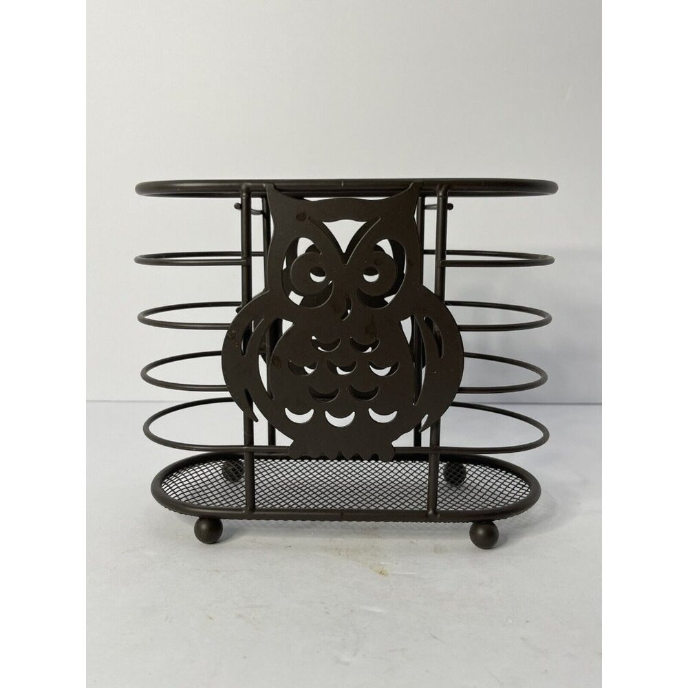 Home Basics Owl Cutlery Holder Footed Bronze Rust Resistant